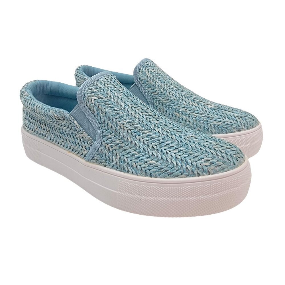 BUY ONE GET ONE FREE Soda Hike Slip-on  Fashion Sneaker  Blue Raffia - Size 7 - Picture 4 of 6